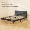 HOMCOM 5ft King Bed Frame with Underbed Storage, Upholstered Platform Bed Frame with Tufted Headboard and Wood Slat Support, No Box Spring Needed, Easy Assembly, Grey