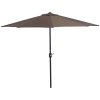 Outsunny 2.7m Garden Half Parasol, Outdoor Balcony Umbrella with 5 Steel Ribs, Patio Sun Shade, Brown