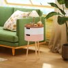 HOMCOM 3-Tier Side Table, Round Living Room End Table with 2 Hidden Storage and Detachable Top Tray, Sofa Small Side Table with Wooden Legs, Multicolour