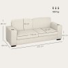 HOMCOM Modern 3 Seater Sofa with Spring Cushion, 210 cm Fabric Sofa Couch with Cup Holders, Upholstered Settee for Living Room, Bedroom, Home Office, Cream White