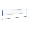 SPORTNOW 4m Badminton Net, Foldable Height Adjustable Outdoor Sports Net with Carry Bag, for Tennis, Badminton, Pickleball, Volleyball, Black and Blue
