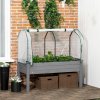 Outsunny Raised Garden Bed with PE Greenhouse Cover, Outdoor Elevated Wood Planter Box for Herbs and Vegetables, Use for Patio, Garden, Balcony, 121 x 55 x 117cm, Dark Grey