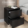 HOMCOM Bedside Tables Set of 2, Modern Nightstand with 2 Drawers, Small Sofa End Tables with Storage and Steel Legs for Bedroom, Living Room, Black
