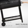 Outsunny Trolley Charcoal BBQ Barbecue Grill Cooker with 3-Level Adjustable Height Grill Nets, Patio Outdoor Garden Heating Heat Smoker with Wheels, 90 x 45 x 96 cm, Black