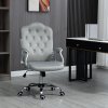 Vinsetto Home Office Chair, Velvet Computer Chair, Button Tufted Backrest with Swivel Wheels, Adjustable Height and Tilt Function, Grey