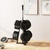 SPORTNOW Weight Rack, Weight Tree for 5cm Weight Plates and Barbell Bar with 6 Fasten Clamps for Home Gym Storage, 300kg Capacity