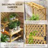 Outsunny 2 Tier Wooden Plant Stand with Trellis, Freestanding Raised Garden Bed for Climbing Plants, Planter Box to Grow Vegetables, Herbs and Flowers for Garden, Patio, Yellow