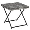 Outsunny Folding Rattan Garden Coffee Table, Small Square Outdoor Bistro Side Table with Rattan Top for Patio, Balcony, Porch, 40 x 40 x 40 cm, Grey