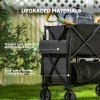 Outsunny Double Decker Folding Trolley on Wheels, 200KG & 350L Capacity Collapsible Wagon Festival Trolley Cart with 134cm Extended for Camping Sports Shopping Garden and Beach, Black