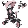 AIYAPLAY Kids Trike, 6 in 1 Toddler Tricycle with Adjustable Parent Handle & Canopy, Convertible Seat, for Ages 1-5 Years, Foldable Baby Trike with Safety Harness, Storage Basket & Bag, Pink