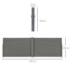Outsunny 6 x 2m Retractable Sun Side Awning Screen Fence Patio Garden Wall Balcony Screening Panel Outdoor Blind Privacy Divider - Grey