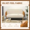 HOMCOM 2 Seater Sofa, Modern Nordic Loveseat Sofa Couch with Rubber Wood Legs, Velvet Fabric Sofa for Living Room, Bedroom, 130 x 74 x 76cm, Cream White and Orange