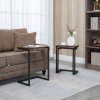 HOMCOM Nesting Side Tables Set of 3, C-Shaped Sofa Side Tables with Steel Frame for Sofa Couch and Bed, Rustic Brown