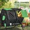 Outsunny Dual Chamber Garden Compost Bin, 130L Rotating Composter, Compost Maker with Ventilation Openings and Steel Legs, Green and Black