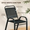 Outsunny 3 Pieces Patio Bistro Set, Garden Furniture Set with Stackable Chairs, Tempered Glass Table, Rust Resistant for Outdoor, Balcony, Patio, Garden, Charcoal Grey
