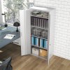 HOMCOM 5-Tier Metal Office Storage Cupboard, Lockable File Cabinet with 2 Doors and 4 Adjustable Shelves, for Home Office, Garage, White