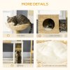 PawHut Flower Cat Tree for Indoor Cats Kitten Tower Cattail Weave with Scratching Posts, Cat House, Bed, Ladder, Washable Cushions, 57 x 37 x 100.5 cm - Natural Finish