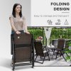 Outsunny Set of 4 Outdoor Wicker Folding Chairs, Patio PE Rattan Dining Armrests Chair set with 7 Levels Adjustable Backrest, for Outdoors, Camping, Dark Brown