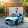 AIYAPLAY Aston Martin DBX Licensed 12V Kids Ride on Car, Kids Electric Car with Remote Control, 4 Suspension Wheels, LED Lights, Music, Horn, Slow Start, for Ages 3-6 Years, Blue