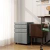 Vinsetto 3-Drawer Filing Cabinet with Lock, Mobile Steel File Cabinet for A4, Legal and Letter Size, Under Desk Drawers with Pre-Assembled Body for Home Office, 39 x 48 x 60 cm, Grey