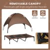 PawHut Raised Dog Bed Waterproof Elevated Pet Cot with Breathable Mesh UV Protection Canopy Brown, for XL Dogs, 122 x 92 x 108cm