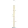PawHut 260cm Floor to Ceiling Cat Tree, Height Adjustable Kitten Tower with Anti-slip Kit, Multi-Layer Activity Centre w/ Fish-shaped Perches Scratching Post Ball Toy - Yellow