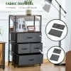 HOMCOM 4 Drawer Storage Chest Unit Home Cabinet w/ Shelves Home Living Room Bedroom Entryway Living Furniture