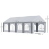 Outsunny 8 x 4m Galvanised Party Tent, Marquee Gazebo with Sides, Eight Windows and Double Doors, for Parties, Wedding and Events