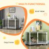 PawHut Dog Crate Furniture, Indoor Dog Kennel Side End Table w/ Soft Washable Cushion, Lockable Door, for Small and Medium Dogs