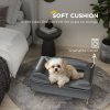 PawHut Dog Sofa Pet Couch Cat Chair with Removable Backrest, Soft Cushion, Washable Cover, for Small and Medium Sized Dogs, Grey