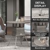 Outsunny 70 cm Outdoor Dining Table, PE Rattan Patio Table with Wood-plastic Composite Top for Balcony, Garden, Grey