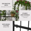 Outsunny Garden Metal Arch Bench Outdoor Patio Rose Trellis Arbour Pergola for Climbing Plant Antique Style 2-Seater Chair, Black