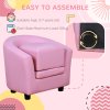 HOMCOM Children's Armchairs Toddler Chair Sofa Footstool 2-in-1 Design for Girls with Thick Padding, Anti-skid Foot Pads, Wood Frame, Pink