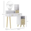 HOMCOM Dressing Table with Mirror, Vanity Table with Adjustable LED Lights, Makeup Desk with 5 Drawers and 5 Shelves, White