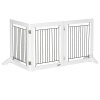 PawHut Freestanding Dog Cate, Foldable Wooden Pet Gate with  - 61cm Tall, for Stairways, Doorways, Hallways, Small Dogs - White