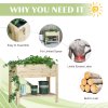 Outsunny Wooden Raised Garden Bed Plant Stand Outdoor Tall Flower Bed Box with Clapboard, Nature Wood Color 100 x 40 x 84cm