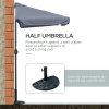 Outsunny 2.3m Half Parasol Semi Round Umbrella Patio Metal Frame Crank Handle for Balcony-- NO BASE INCLUDED, Grey