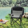 Outsunny Folding Camping Chair for Adults, Portable Padded Folding Chair with Cup Holders, Side Pockets and Carry bag for Picnic, Hiking, Fishing, Grey