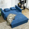 HOMCOM 2 Seater Sofa Bed, Convertible Bed Settee, Modern Cotton Loveseat Sofa Couch with 2 Cushions, Hidden Storage for Living Room, Guest Room, Deep Blue