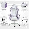Vinsetto Computer Gaming Chair, PU Leather Office Desk Chair with Footrest, Swivel Wheels, 135?? Reclining Back, Lumbar Support, Headrest for Home, White and Purple