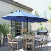 Outsunny 4.6m Large Garden Parasol Double-Sided Sun Umbrella Patio Market Canopy Shade Outdoor Blue - NO BASE