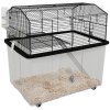 PawHut Hamster Cage, Gerbil Cage 2 Tier with Wheels, Deep Bottom, Ramp, Food Dish, Water Bottle, for Dwarf, Syrian, 57 x 43 x 57cm - Black