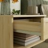 HOMCOM Floating Bedside Tables, Nordic Nightstands Set of 2 with Rattan Drawer and Open Shelf for Bedroom, Nature Wood Finish