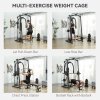 SPORTNOW 3-In-1 Smith Machine, Multifunctional Power Cage with Dual Cable Pulley System, Chest Press Station, 17-Level Squat Rack and Barbell Bar, Home Gym System