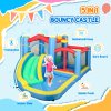 AIYAPLAY Bouncy Castle, Inflatable Bounce House with 550W Blower, Basketball Hoop, Long Slide, Dart Board, Carrying Bag, for Party, Park, Ages 3-8, 385 x 290 x 180 cm