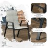 Outsunny Stackable Outdoor Chairs Set of 4, Rattan Garden Chairs with Armrests and Backrest for Deck, Mixed Grey