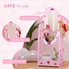 AIYAPLAY Kids Mirror Full Length with Storage Shelf, 360?? Rotating Standing Mirror for Bedroom, Kids Room, Nursery Room, Hot Pink