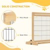 PawHut Freestanding Dog Gate, Foldable Pet Fence, Indoor Wood Barrier, Stair Gate with Support Feet, for Doorway, Hallway, Small and Medium Dogs, 69H x 104-183 cm, Natural Wood Finish