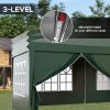 Outsunny 3 x 6 m Pop Up Gazebo with Sides and Windows, Height Adjustable Wedding Camping Party Tent Canopy Marquee with Storage Bag for Garden, Event, Green