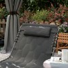 Outsunny Foldable Sun Lounger Set with 5-level Reclining Back, Outdoor Tanning Chairs Sun Loungers with Build-in Padded Seat, Side Pocket, Headrest for Beach, Patio, Black